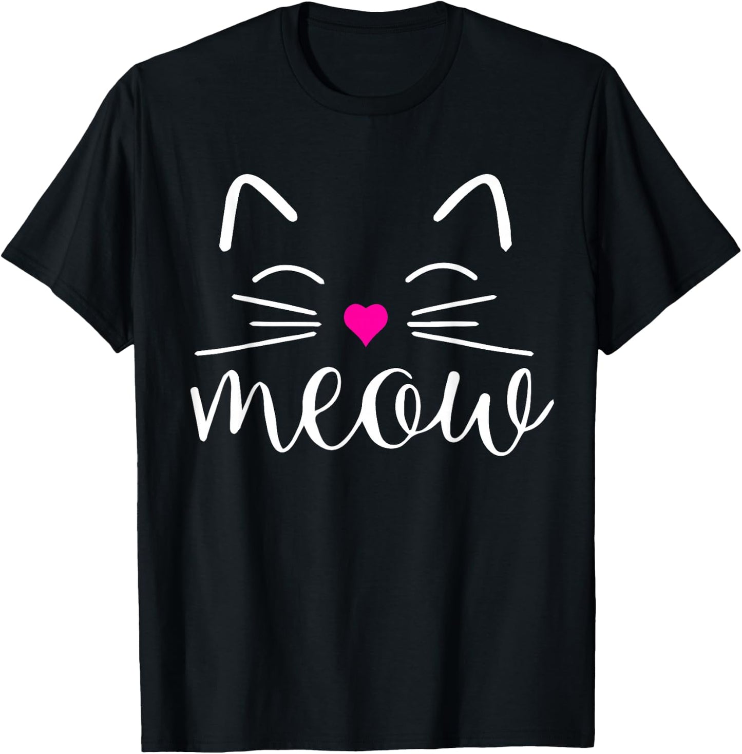 Meow Cute Cat Face Funny Quote for Cat fans T-Shirt - T-Shirt | Black