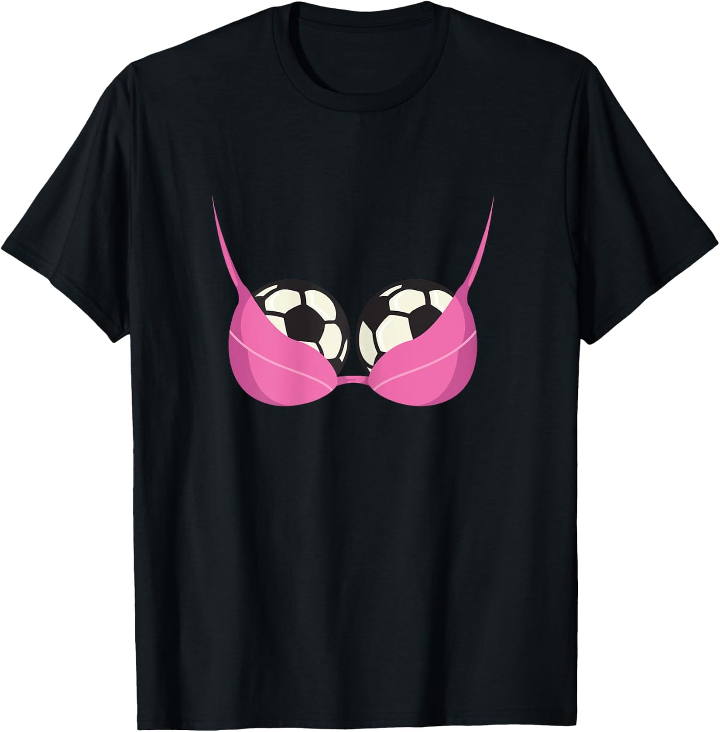 Soccer ball breast boobs bra women sport fan apparel shirt T-Shirt - T-Shirt | Black