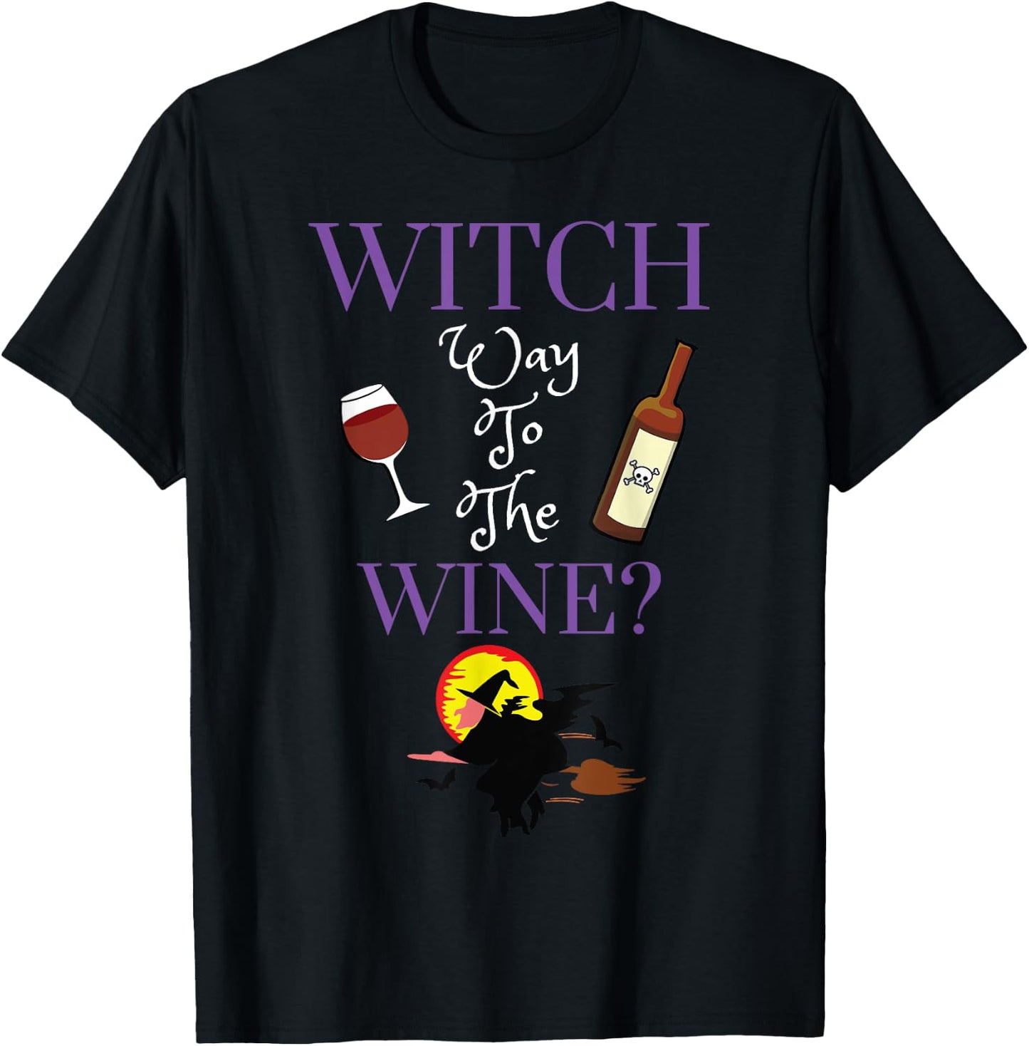 Witch Way To The Wine Women Halloween Booze Drinking Women T-Shirt - T-Shirt | Black
