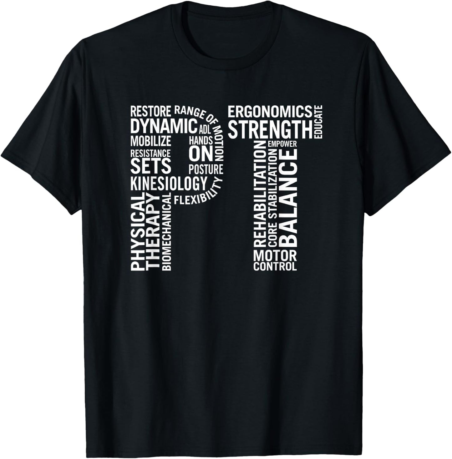 Physical Therapy Physical Therapist PT Word T-Shirt - T-Shirt | Black