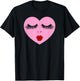 Pink Lady Heart with Eyelashes Valentines Day Kiss T-Shirt - T-Shirt | Black