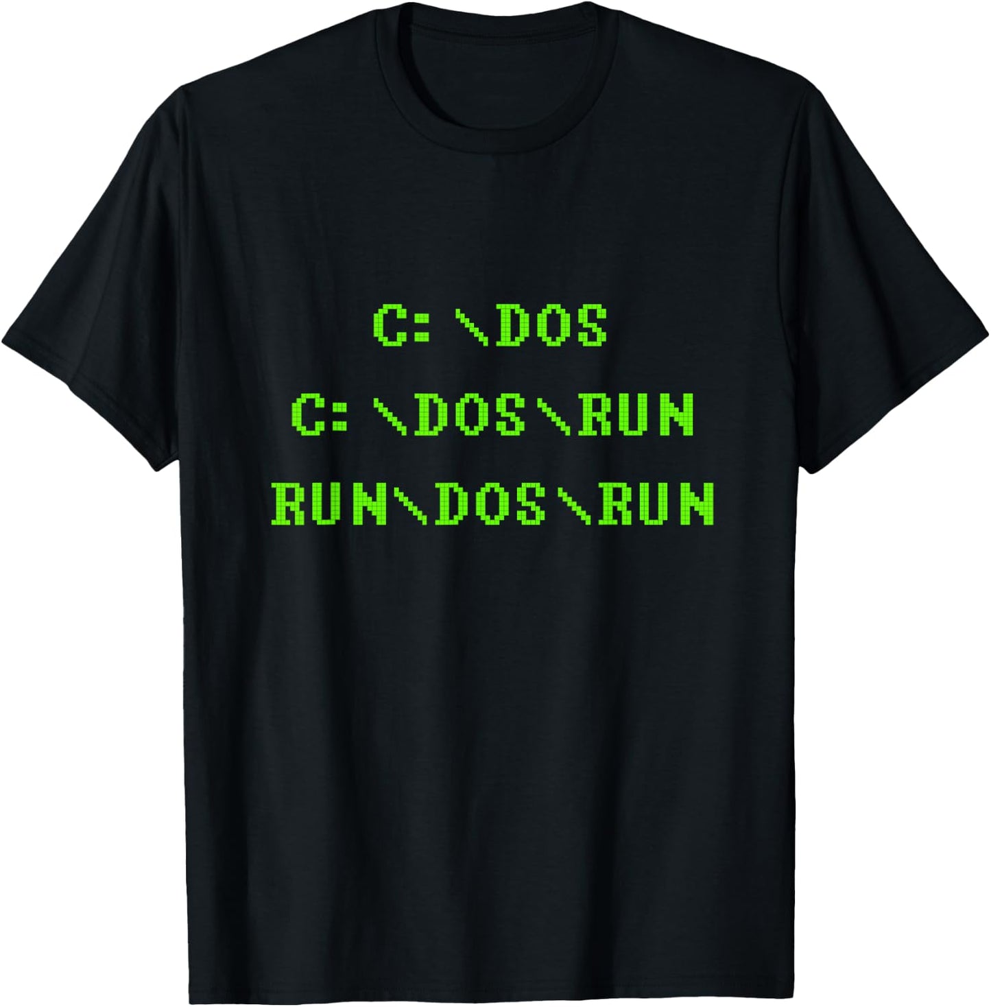 C:DOS C:DOSRUN RUNDOSRUN T Shirt Funny Computer DOS T-Shirt - T-Shirt | Black