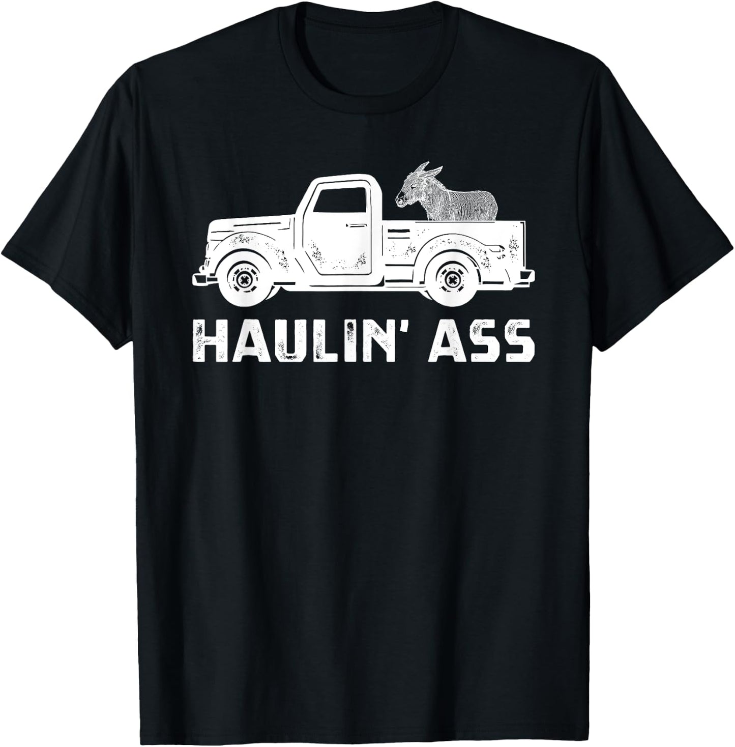 Hauling Ass Truck Donkey In Pickup Truck T-Shirt - T-Shirt | Black