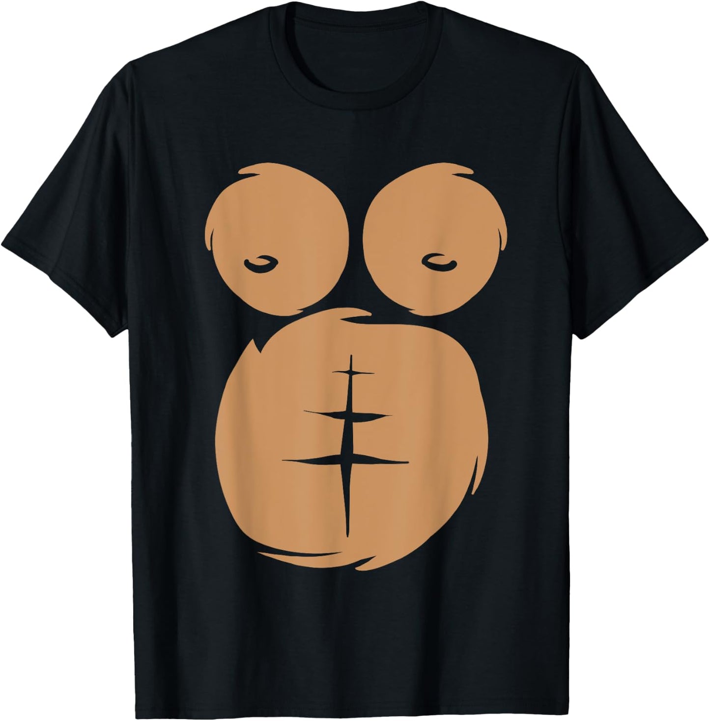 Monkey Ape Gorilla Chest Belly Halloween Office Party T-Shirt - T-Shirt | Black