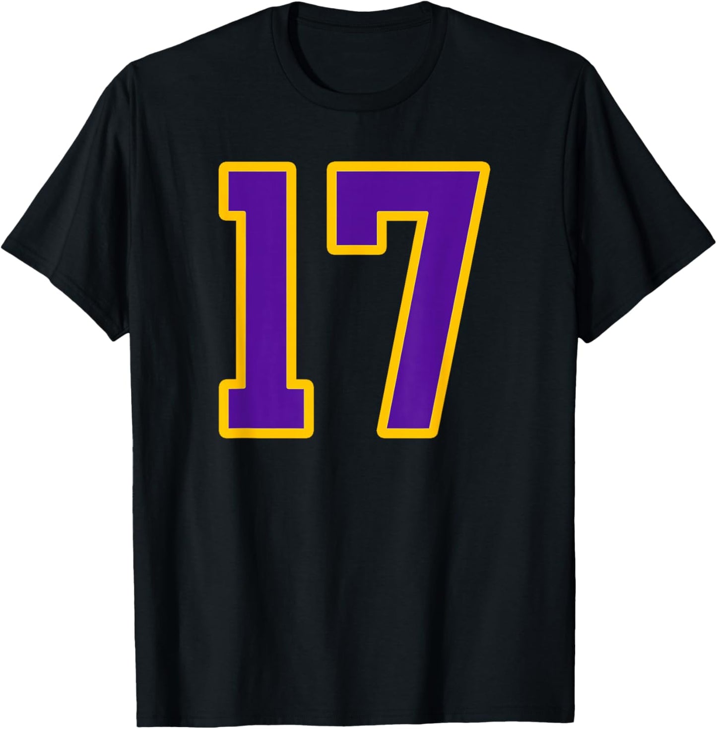 Purple and Gold Number 17 Jersey Player Uniform #17 Fan T-Shirt - T-Shirt | Black