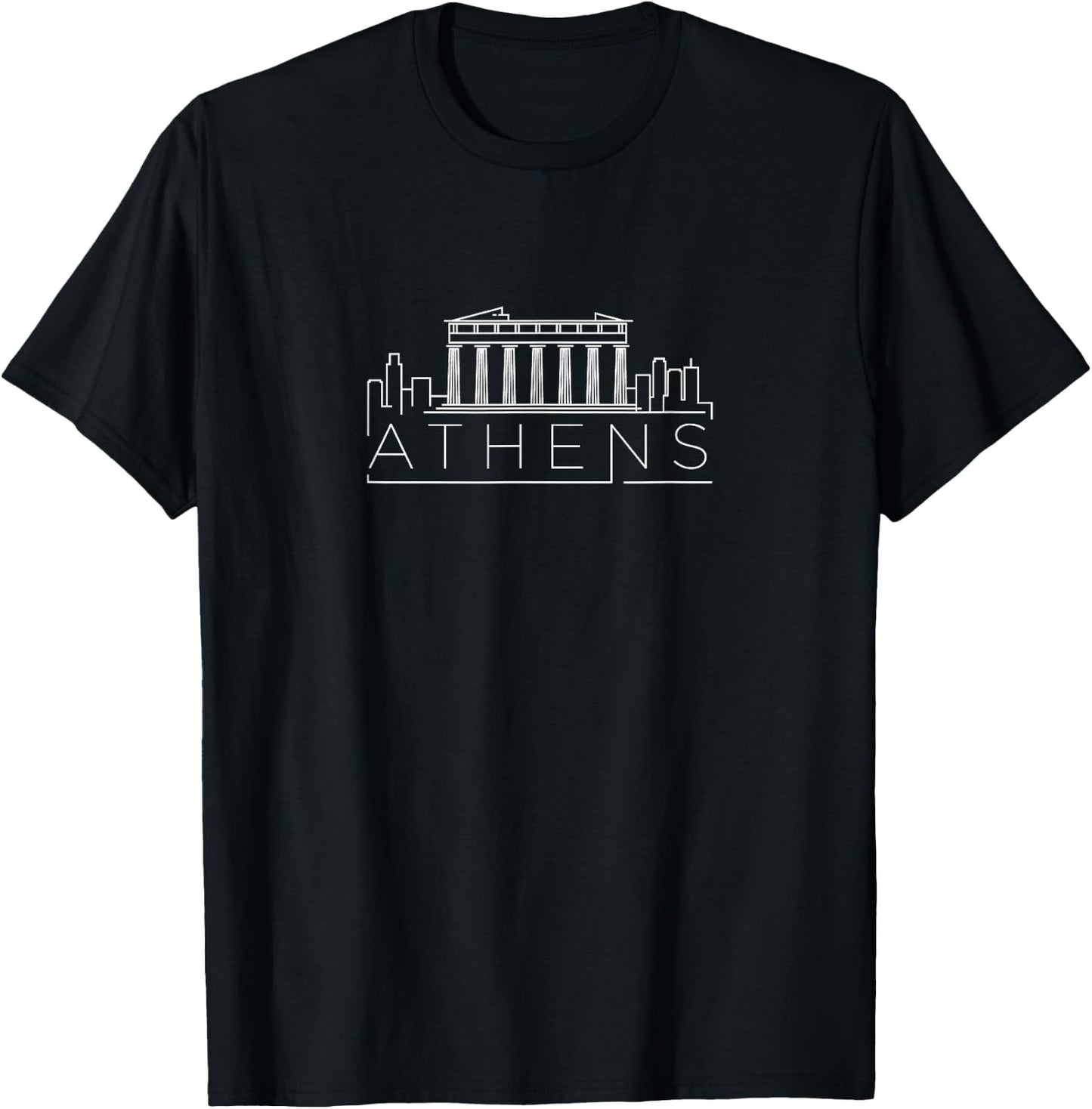 Athens, Capital of Greece, Minimal Aesthetic Geometric Lines T-Shirt - T-Shirt | Black