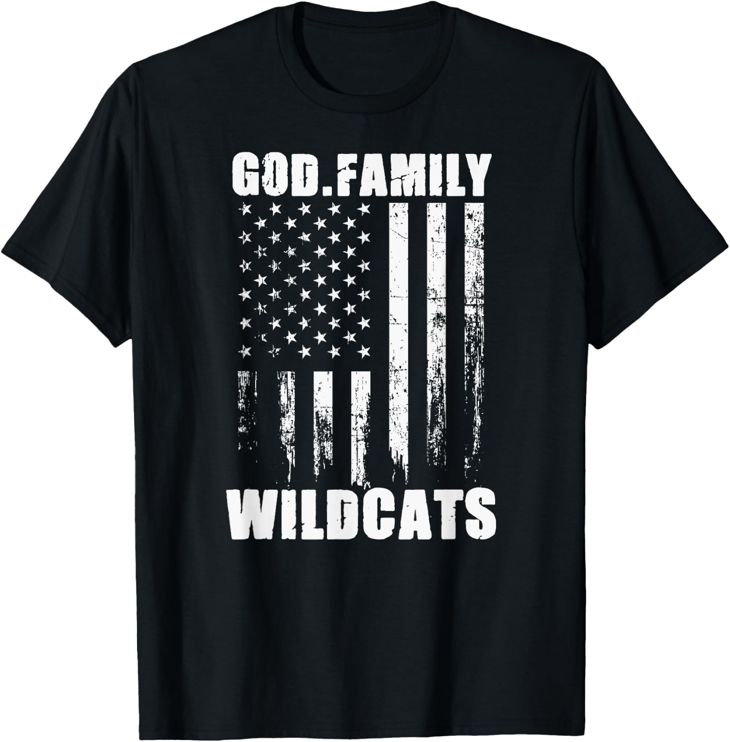 El Dorado Wildcats God. Family. Vintage USA Flag T-Shirt - T-Shirt | Black