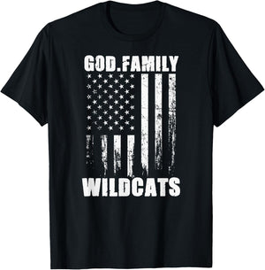 El Dorado Wildcats God. Family. Vintage USA Flag T-Shirt - T-Shirt | Black
