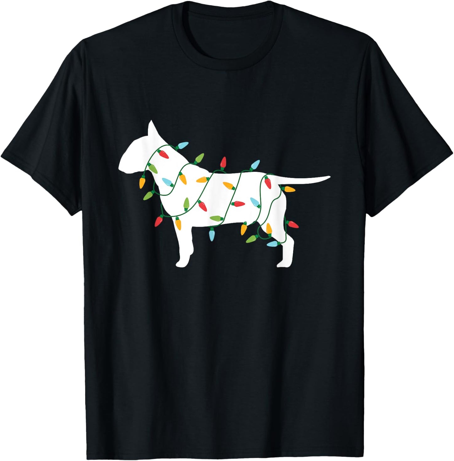 Christmas Lights Bull Terrier T Shirt Gifts for Dog Lovers Men Women Kids T-Shirt - T-Shirt | Black