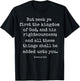 Matthew 6:33 Seek Ye First Christian Faith Bible Verse Gift T-Shirt - T-Shirt | Black