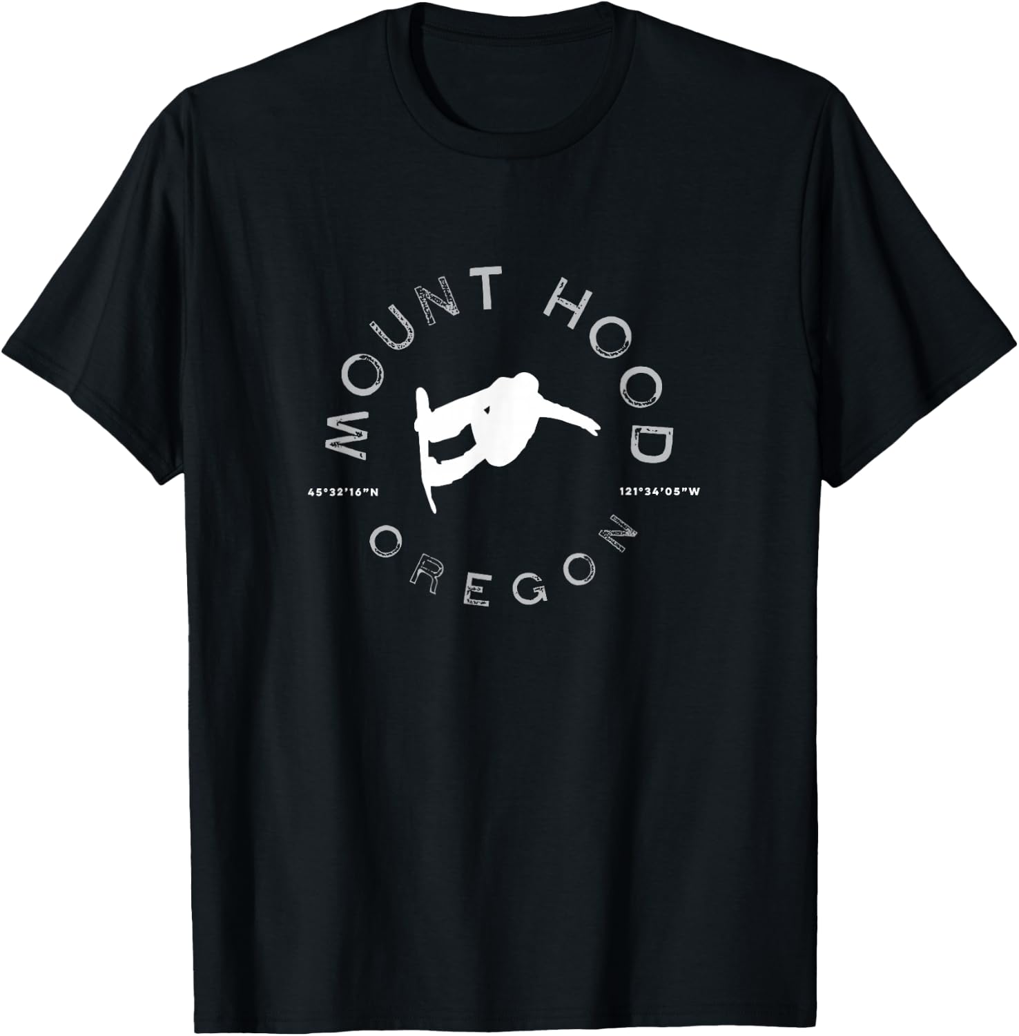 Mount Hood Oregon Graphic Vintage Snowboarding T-Shirt - T-Shirt | Black