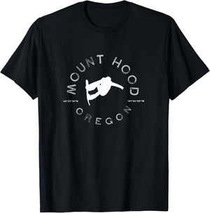 Mount Hood Oregon Graphic Vintage Snowboarding T-Shirt - T-Shirt | Black