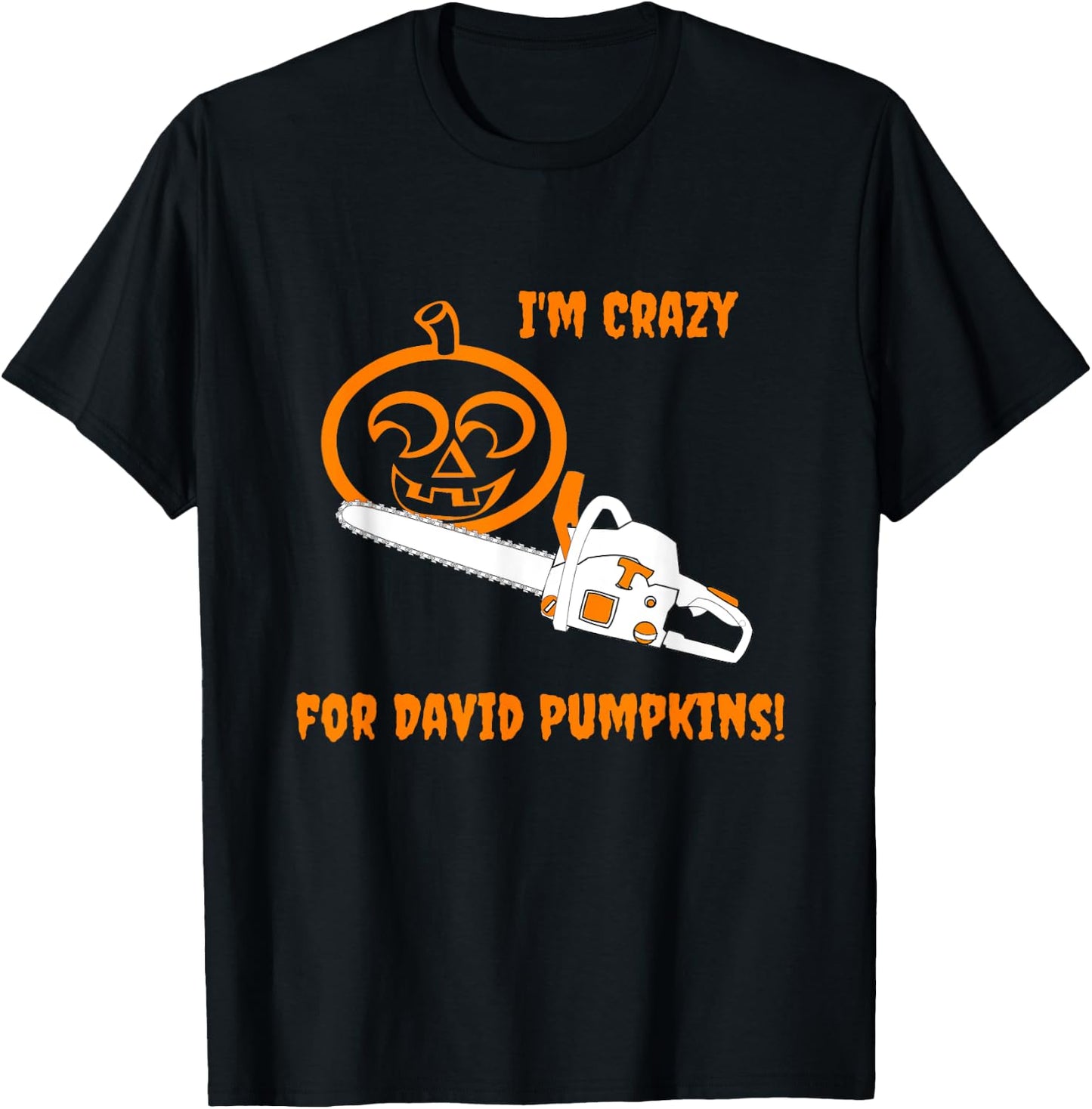 David S Pumpkins Any Questions Chainsaw Crazy T-Shirt - T-Shirt | Black
