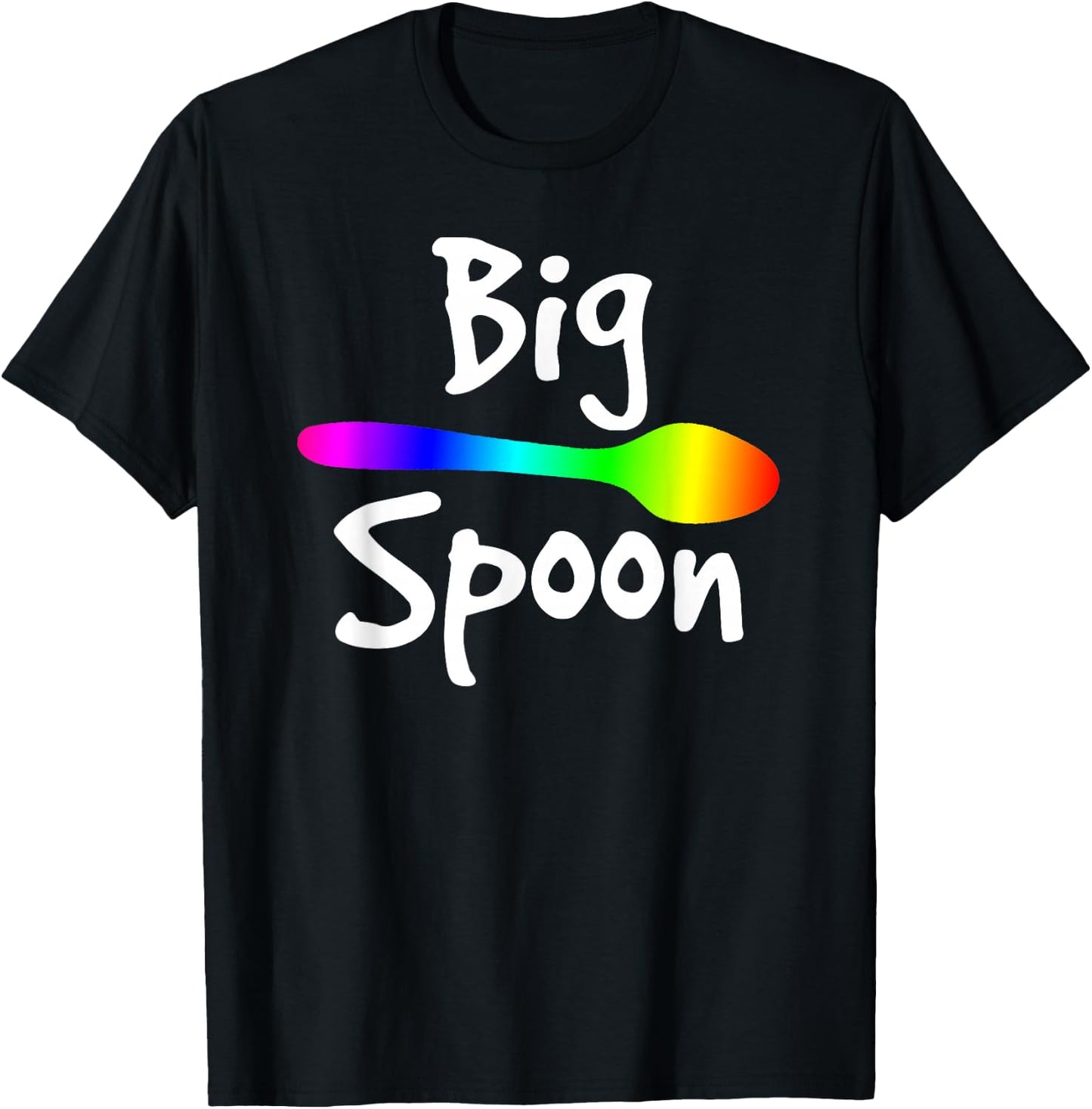 Rainbow Big Spoon Little Spoon Matching Gay Couple T-Shirt - T-Shirt | Black