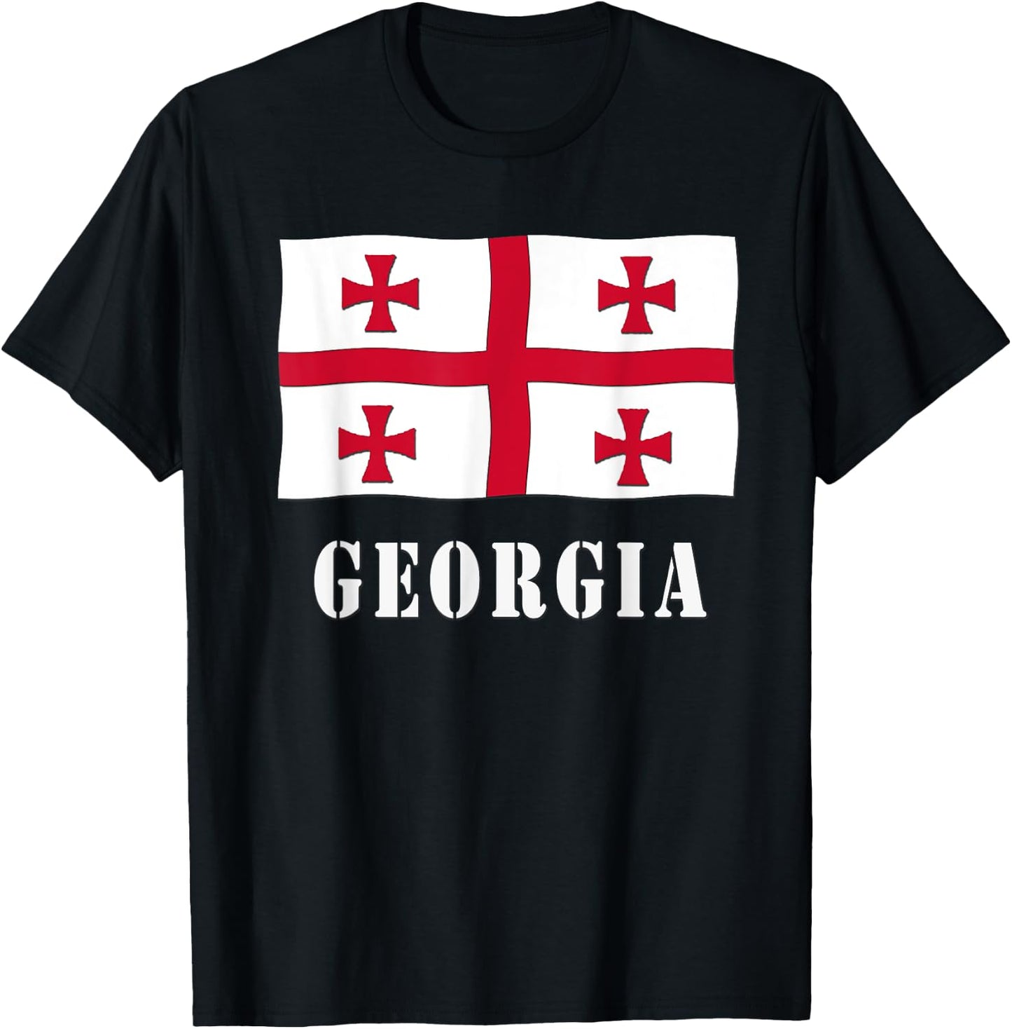 Georgian Flag Republic of Georgia T-Shirt - T-Shirt | Black