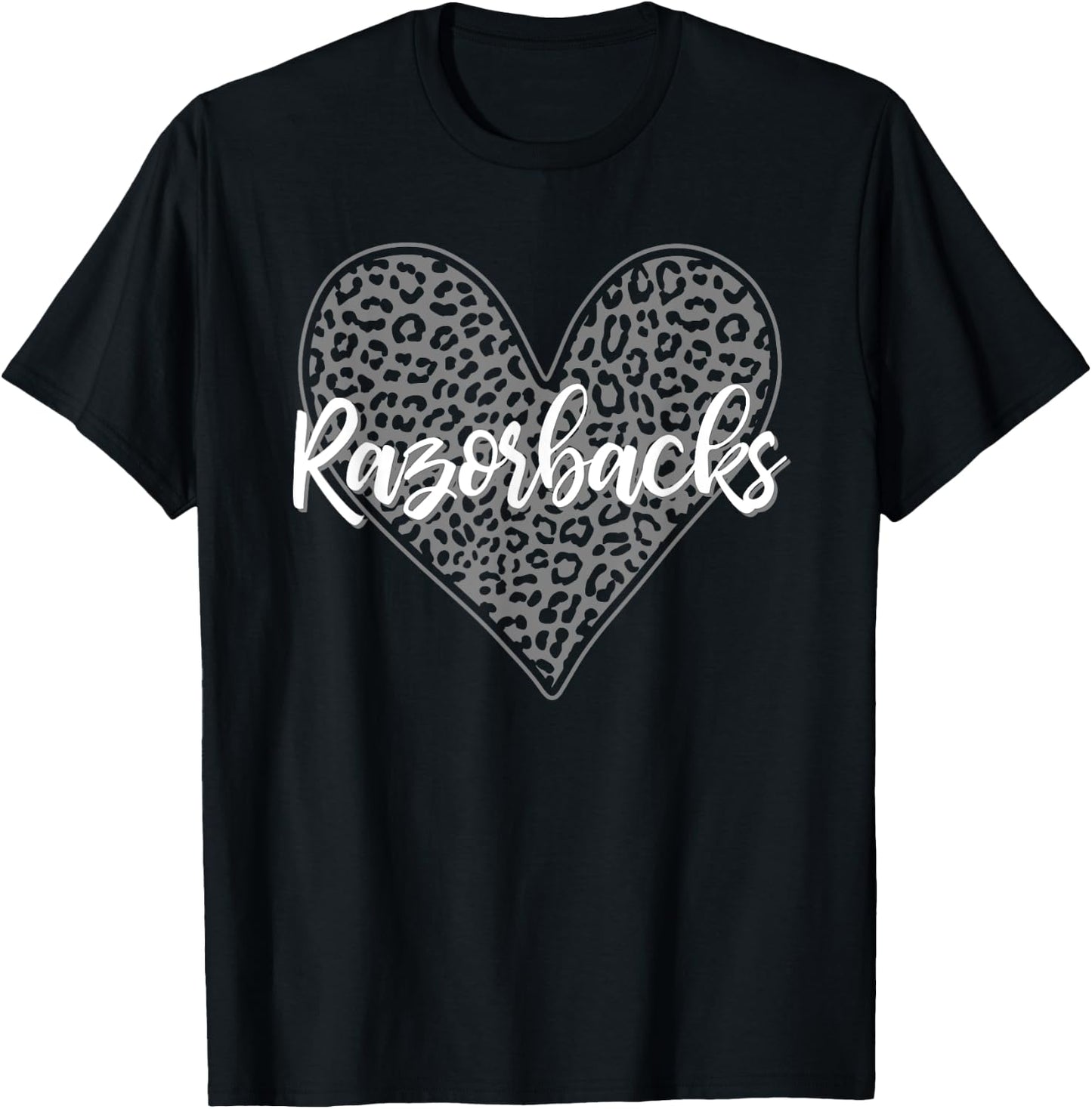 Razorbacks Cross Creek Leopard Heart Pattern HS T-Shirt - T-Shirt | Black