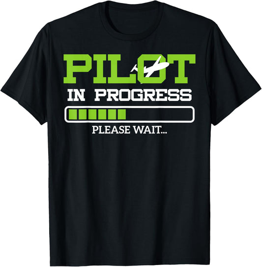 Funny Pilot in Progress Flight Student Gift T-Shirt - T-Shirt | Black