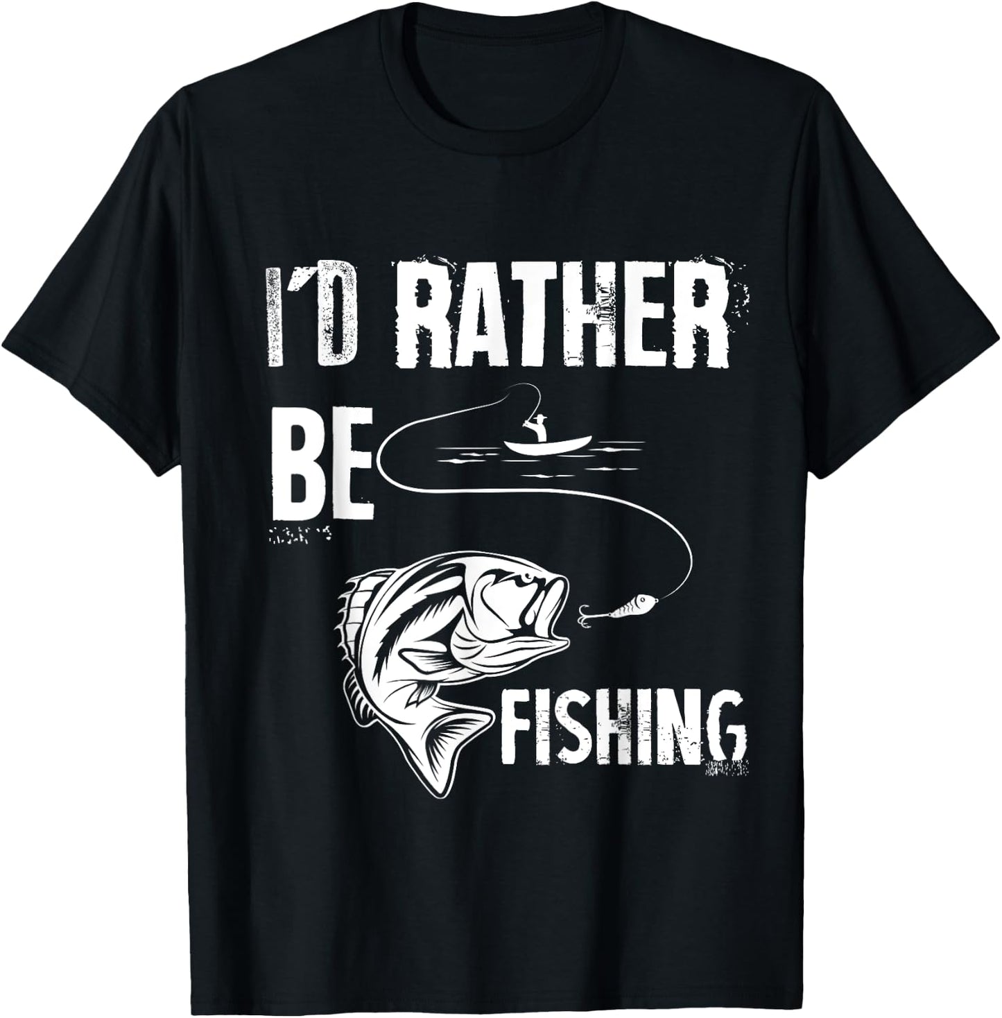 I'd Rather Be Fishing Funny T-Shirt - T-Shirt | Black