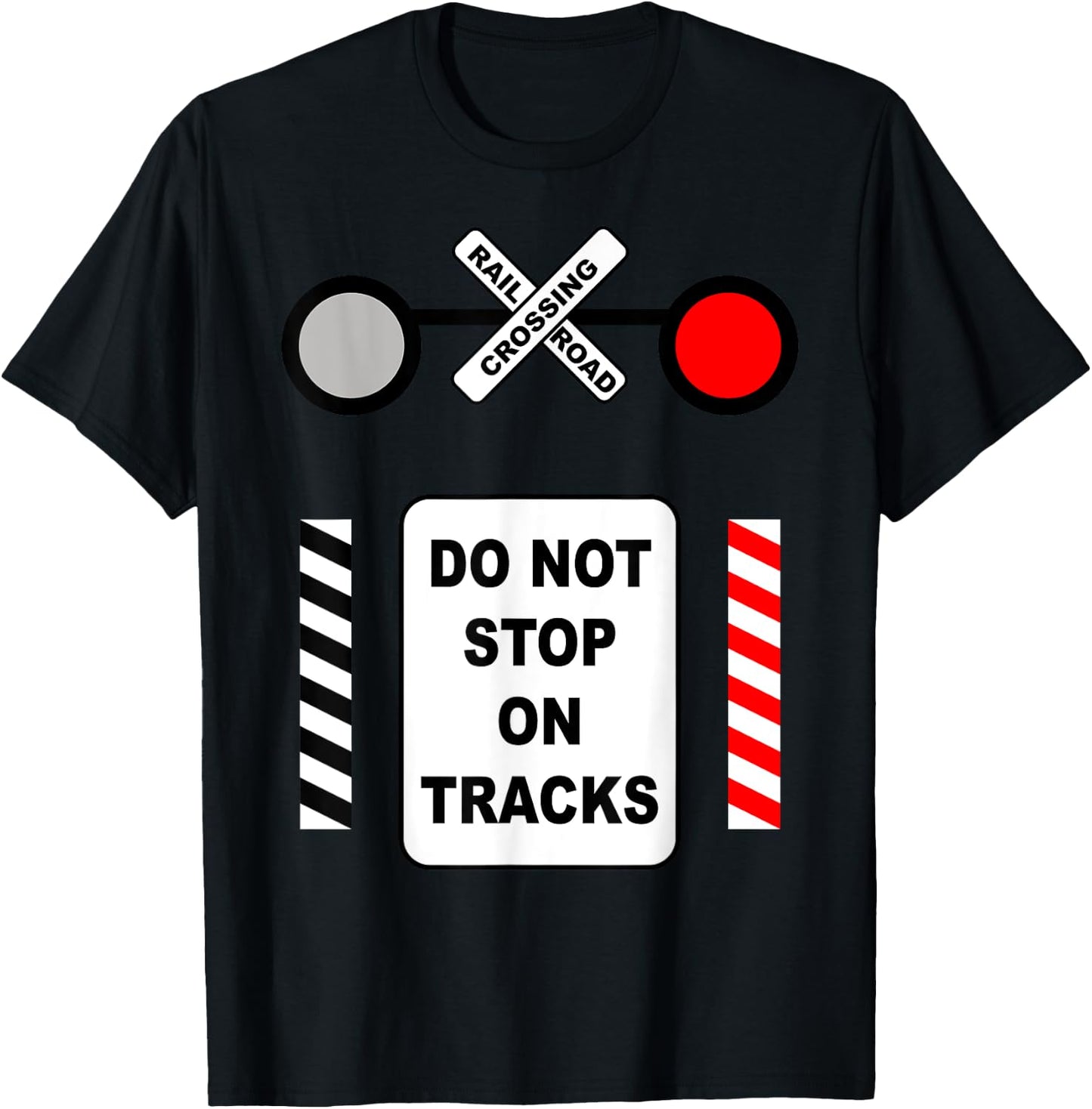 Railroad Crossing Sign Halloween Costume Railway Train T-Shirt - T-Shirt | Black
