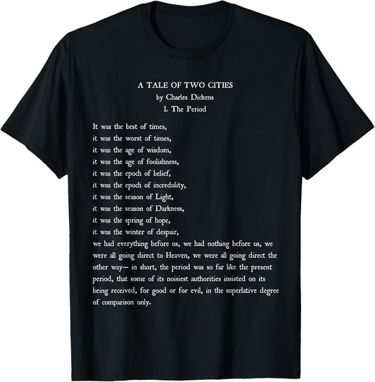 A Tale Of Two Cities Charles Dickens Book Reader Gift Shirt T-Shirt - T-Shirt | Black