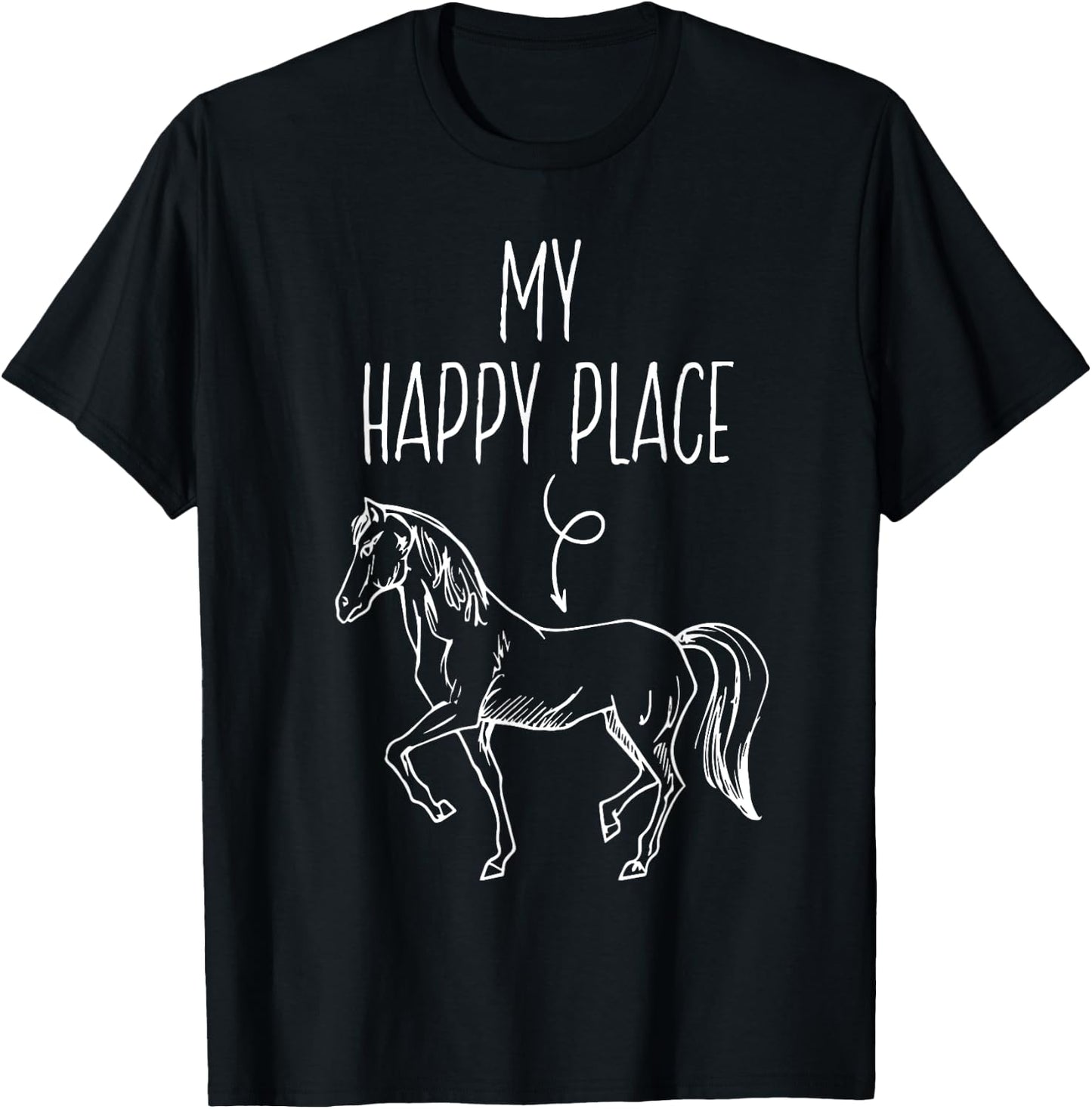 My Happy Place Horse Lover Gifts Horseback Riding Equestrian T-Shirt - T-Shirt | Black