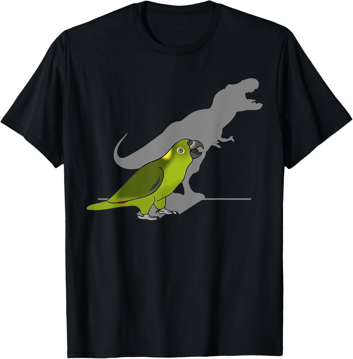 Funny dinosaur Birb, T-rex Yellow Naped Amazon Parrot T-Shirt - T-Shirt | Black