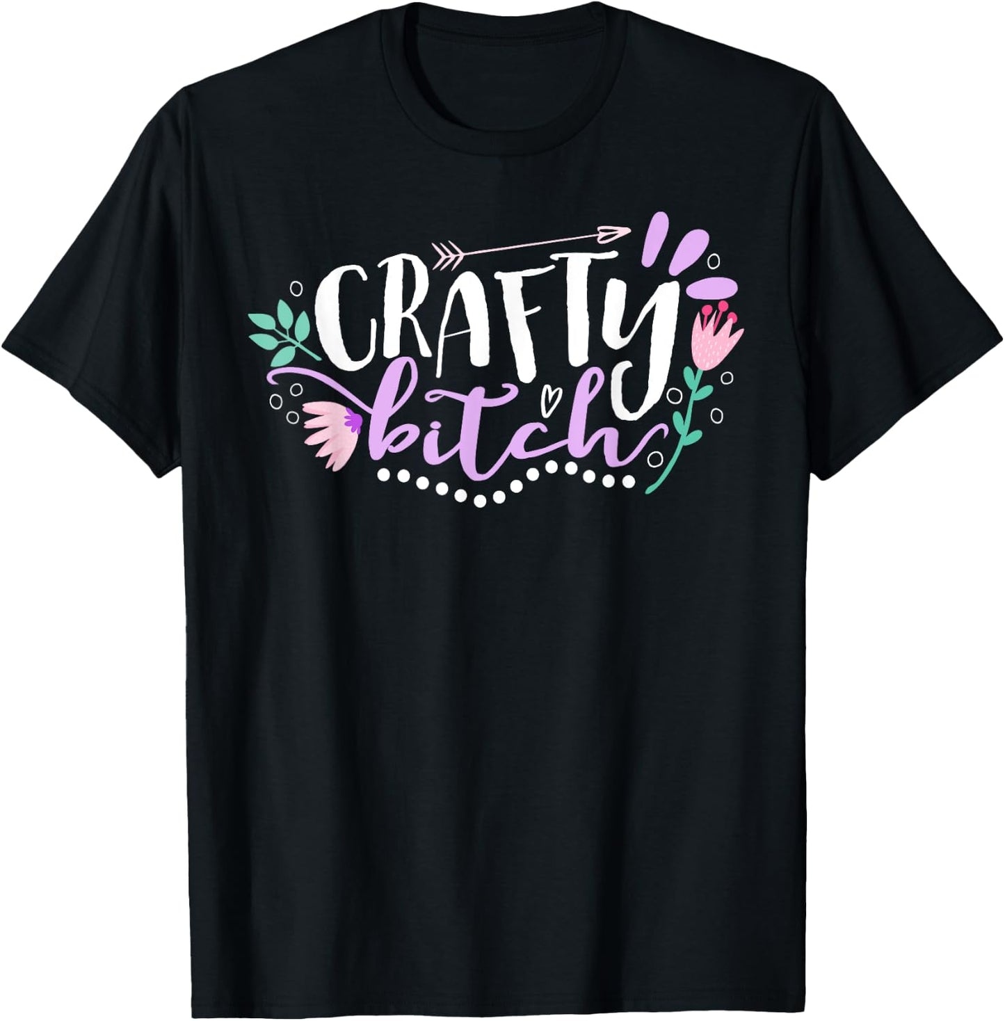 Crafty Bitch Illustration Crafters T-Shirt - T-Shirt | Black