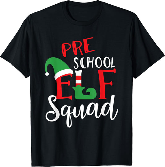 Elf Squad Pre School Christmas Teacher Top T-Shirt - T-Shirt | Black