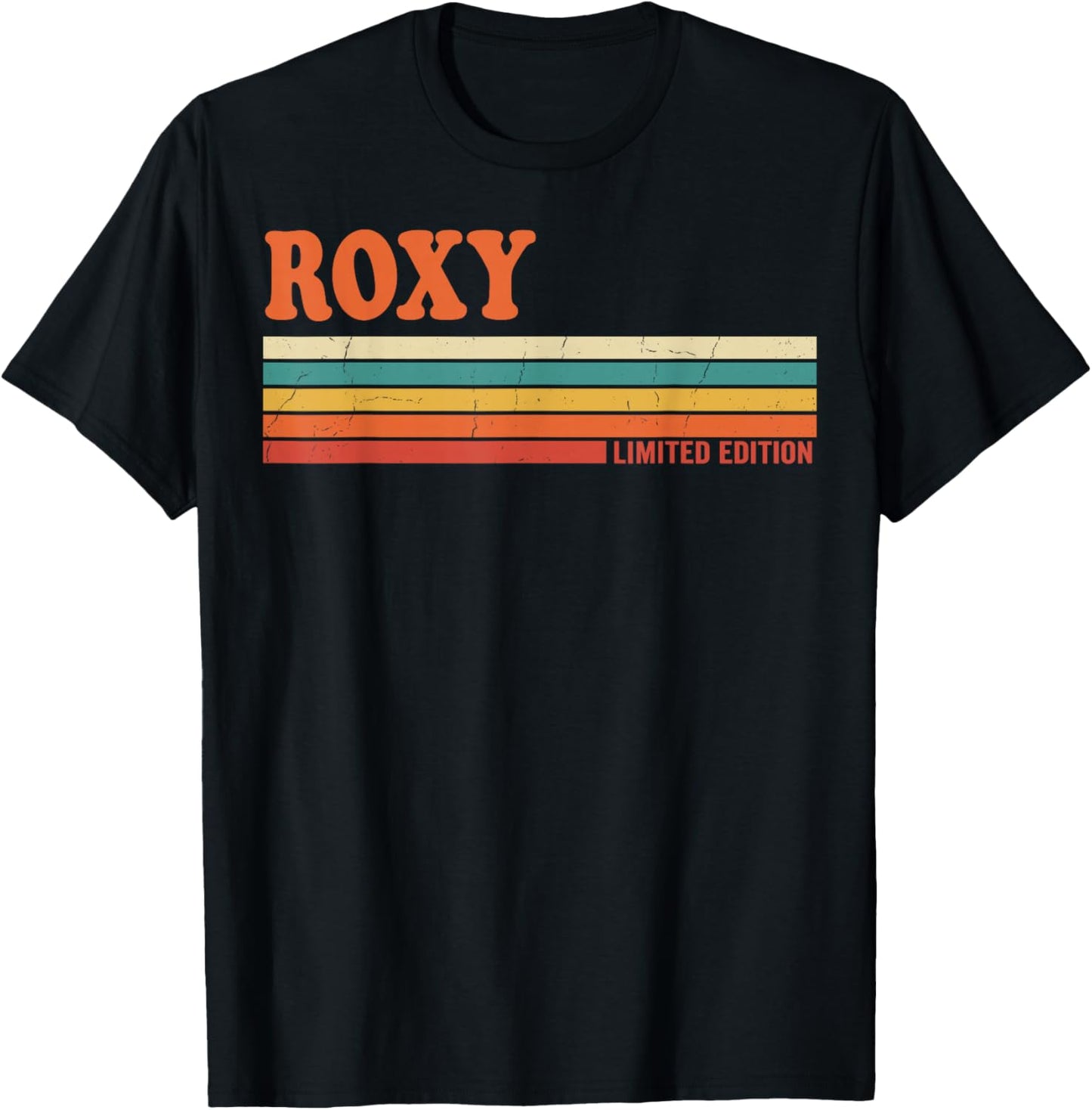 Roxy Retro Personalized First Name Vintage Stripes T-Shirt - T-Shirt | Black