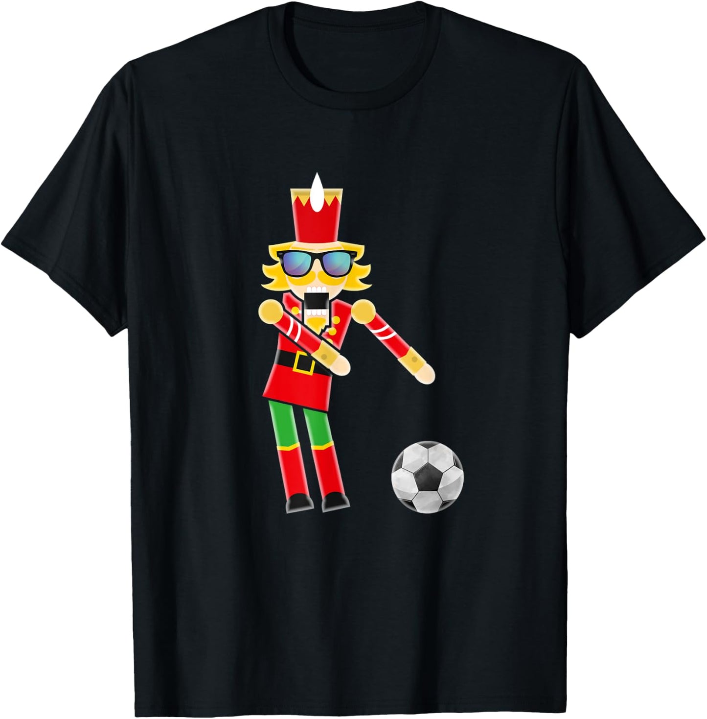 Christmas Soccer Flossing Nutcracker Gifts T-Shirt - T-Shirt | Black