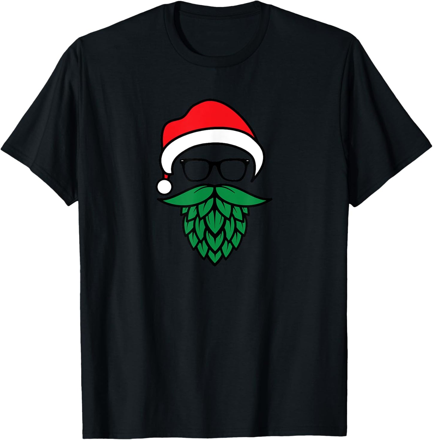 Hipster Santa Hops Beard Christmas for Beer Lovers T-Shirt - T-Shirt | Black