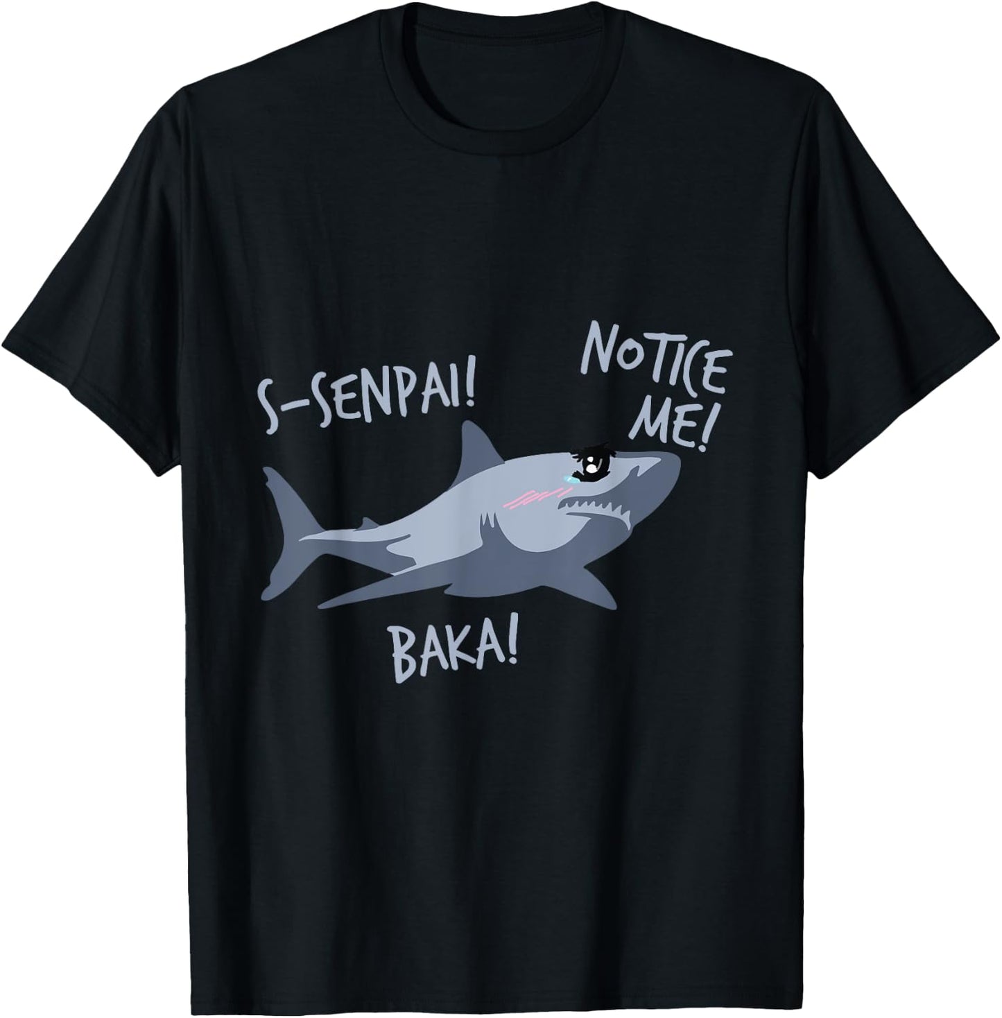 Tsundere Shark Anime Otaku Baka Senpai Manga Japanese T-Shirt - T-Shirt | Black