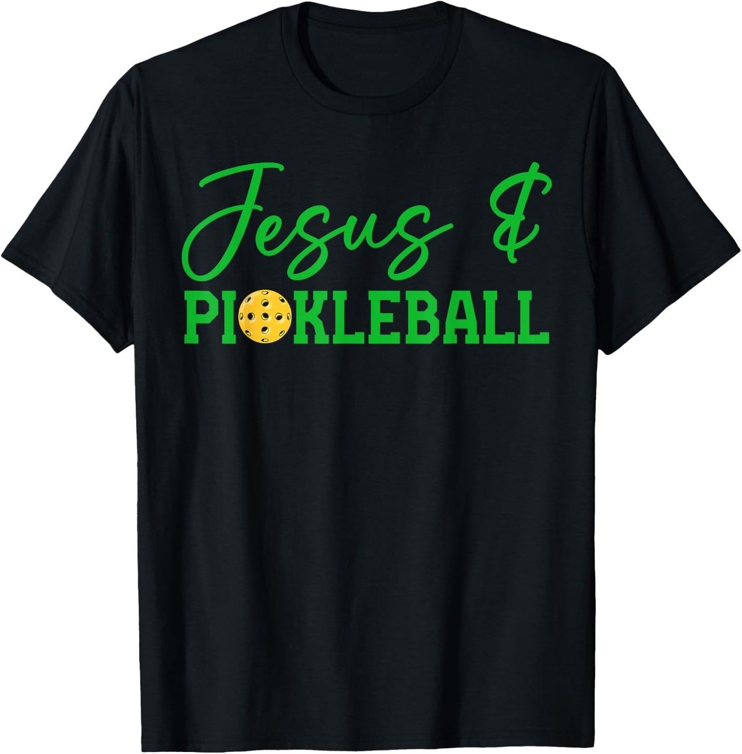Jesus and Pickleball Funny Christian Pickleball Player Retro T-Shirt - T-Shirt | Black