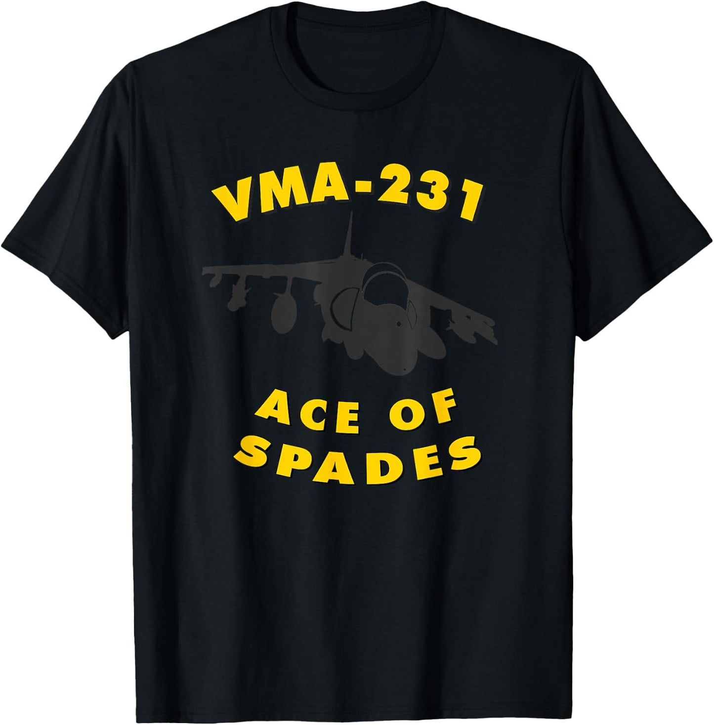 VMA-231 Ace of Spades Attack Squadron AV-8B Harrier T-Shirt - T-Shirt | Black