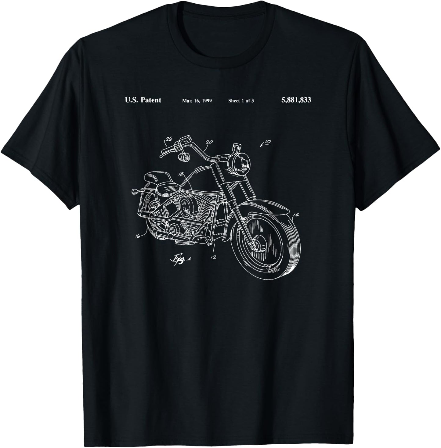 Classic Vintage Patent Print 1999 Motorbike T-Shirt - T-Shirt | Black