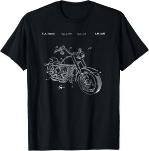 Classic Vintage Patent Print 1999 Motorbike T-Shirt - T-Shirt | Black