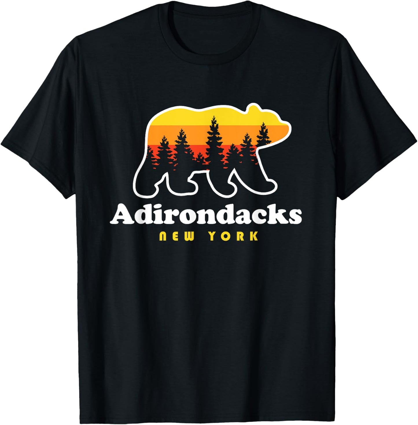 Adirondacks NY Bear Woods New York T-Shirt - T-Shirt | Black