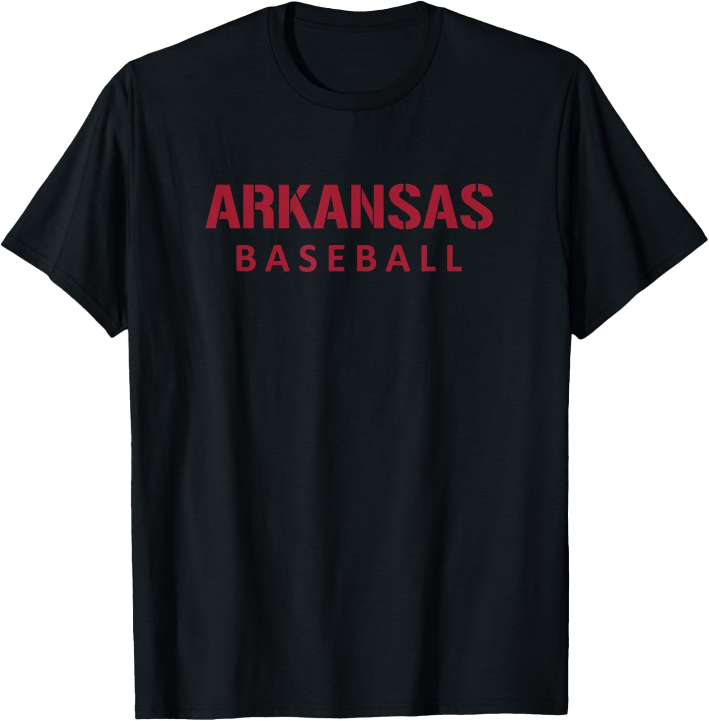 Arkansas Baseball Block and Stencil Font T-Shirt - T-Shirt | Black