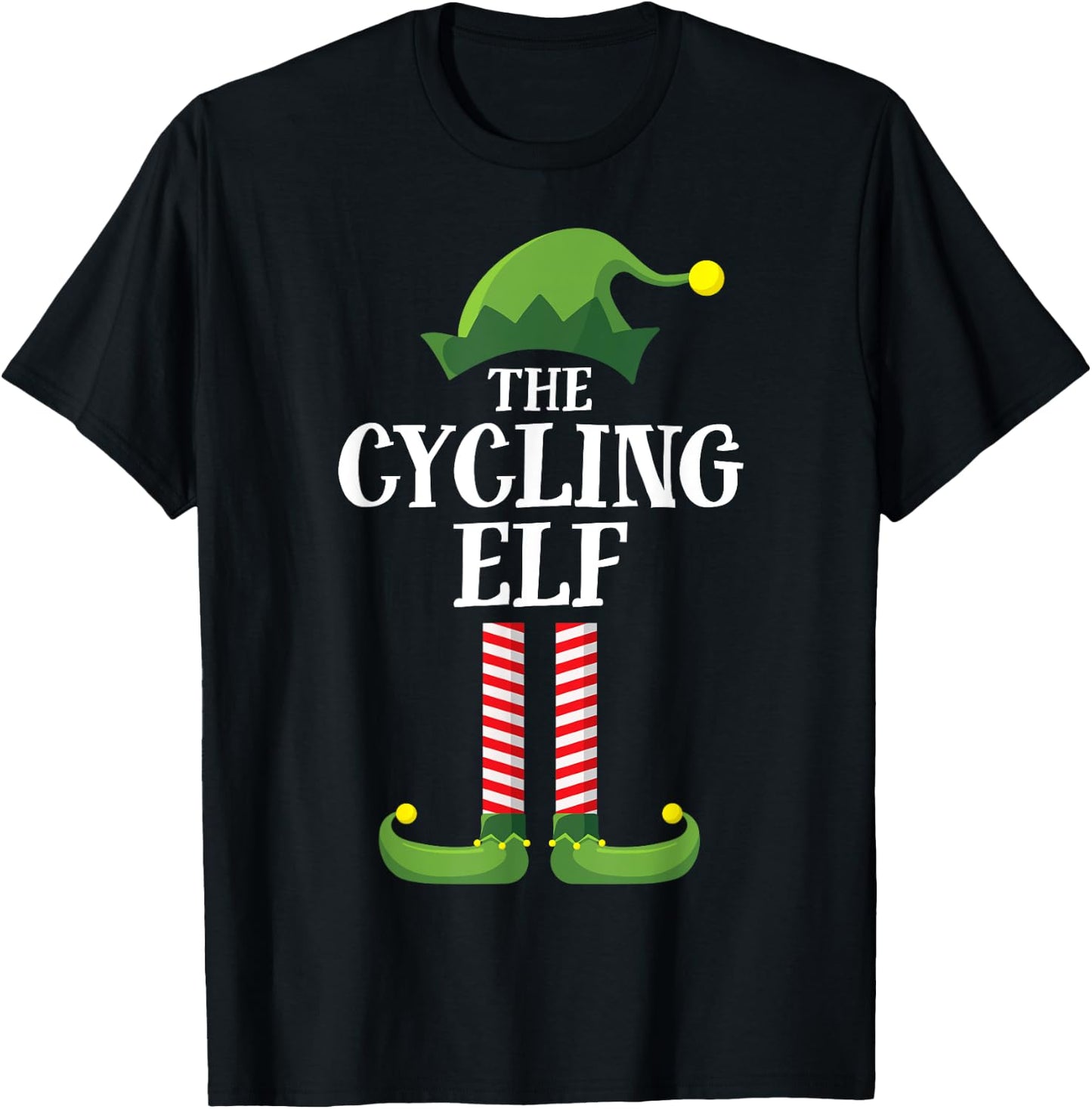 Cycling Elf Matching Family Group Christmas Party Pyjamas T-Shirt - T-Shirt | Black