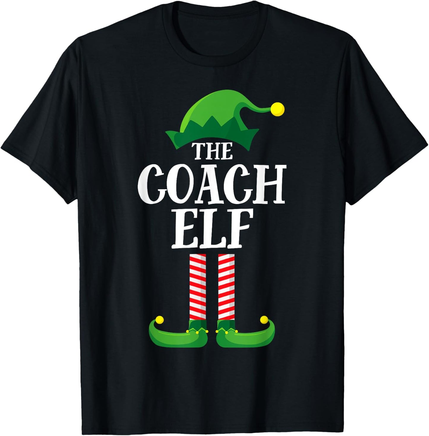 Coach Elf Matching Family Group Christmas Party Pyjamas T-Shirt - T-Shirt | Black