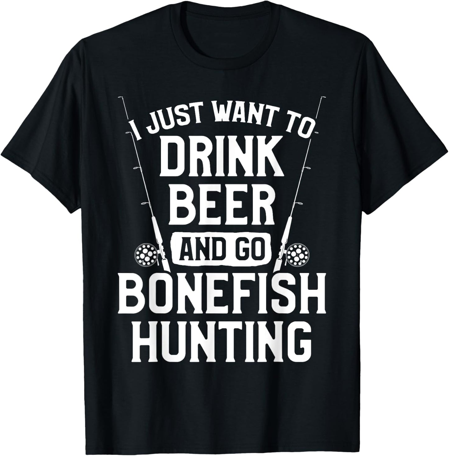 Bonefish Hunter Hunting Fisherman Drink Beer Fishing T-Shirt - T-Shirt | Black