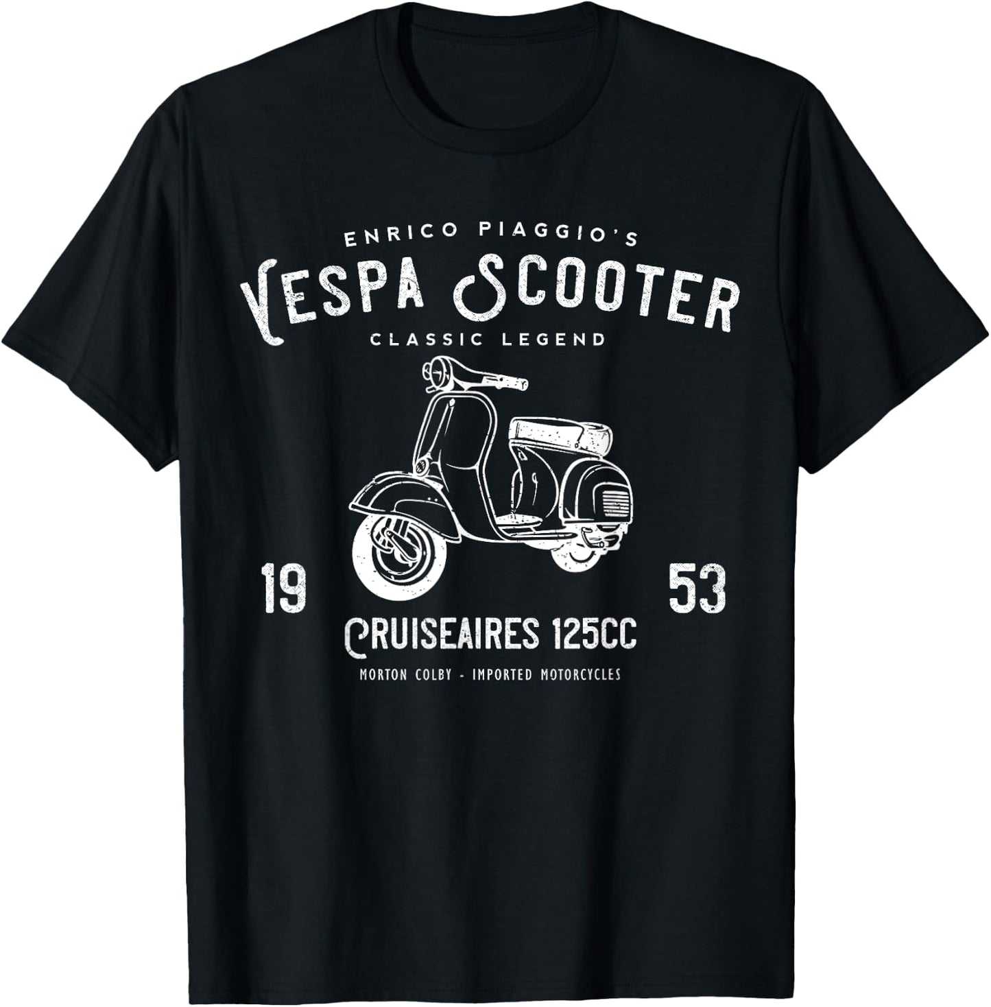 Vintage Piaggio Scooter 1953 125cc T Shirt Original Design T-Shirt - T-Shirt | Black