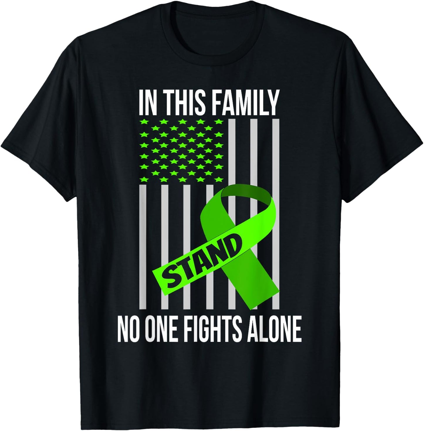 USA Flag Lime Green Ribbon Products Lymphoma Awareness Men T-Shirt - T-Shirt | Black
