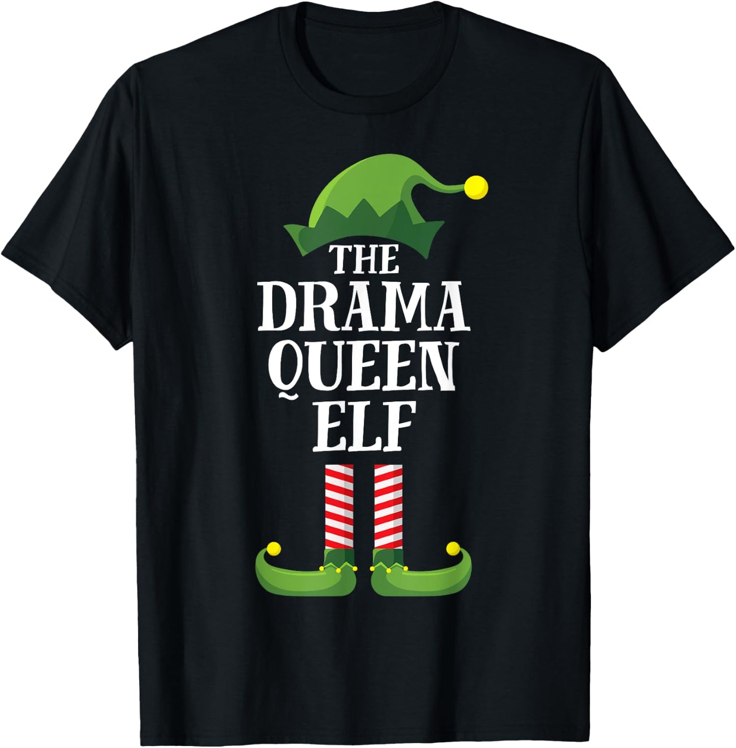 Drama Queen Elf Matching Family Group Christmas Party Pyjamas T-Shirt - T-Shirt | Black