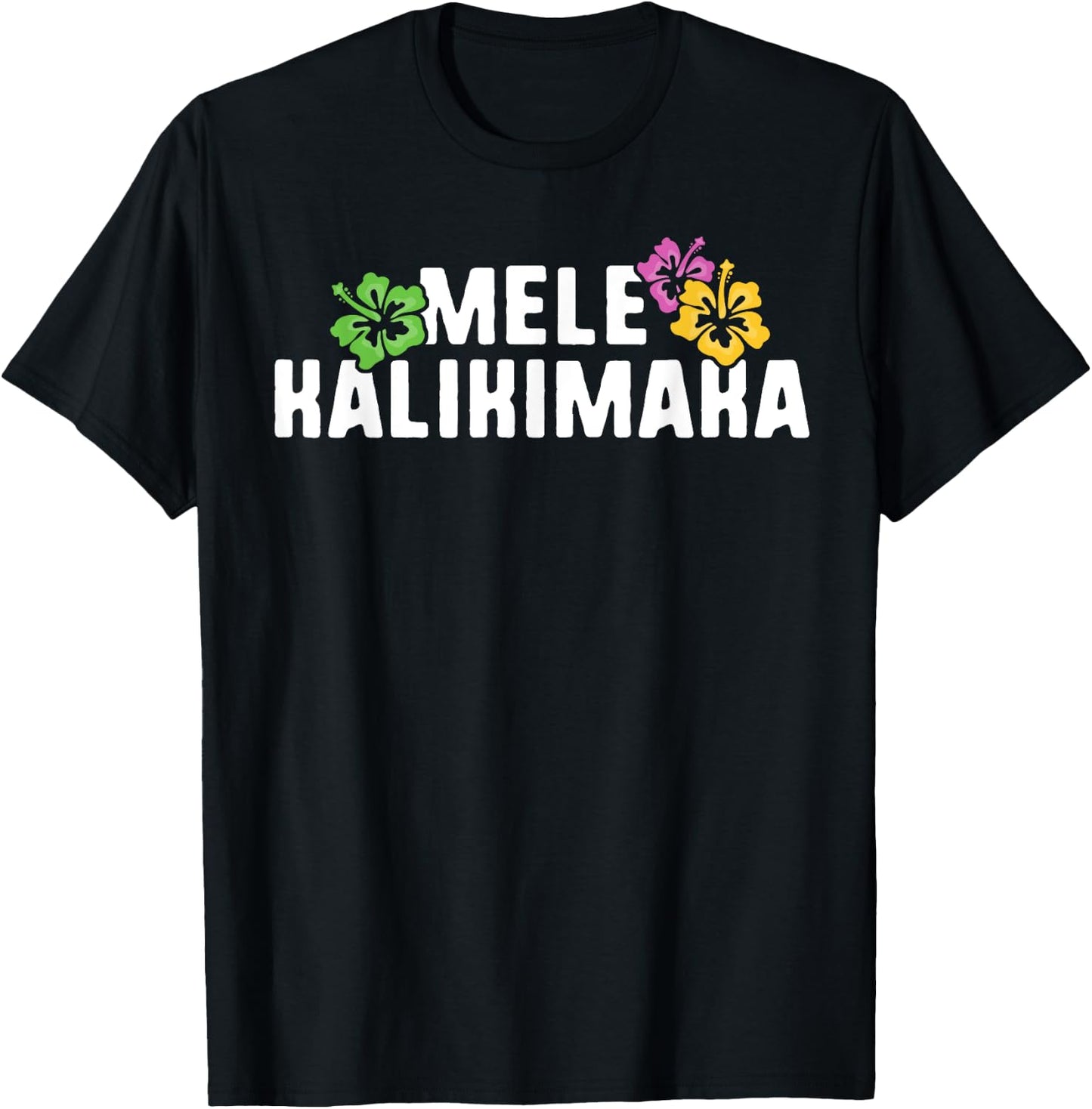 Hawaiian Christmas Mele Kalikimaka Hawaii Flower Tropical T-Shirt - T-Shirt | Black
