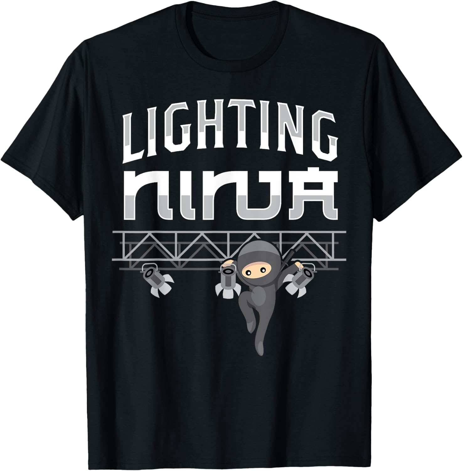 Lighting Ninja Electric Lights Technician Tech T-Shirt - T-Shirt | Black