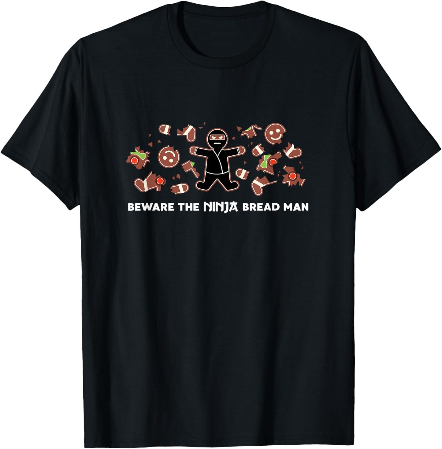 Funny Gingerbread Shirt Ninja Ginja Ninjabread Christmas T-Shirt - T-Shirt | Black