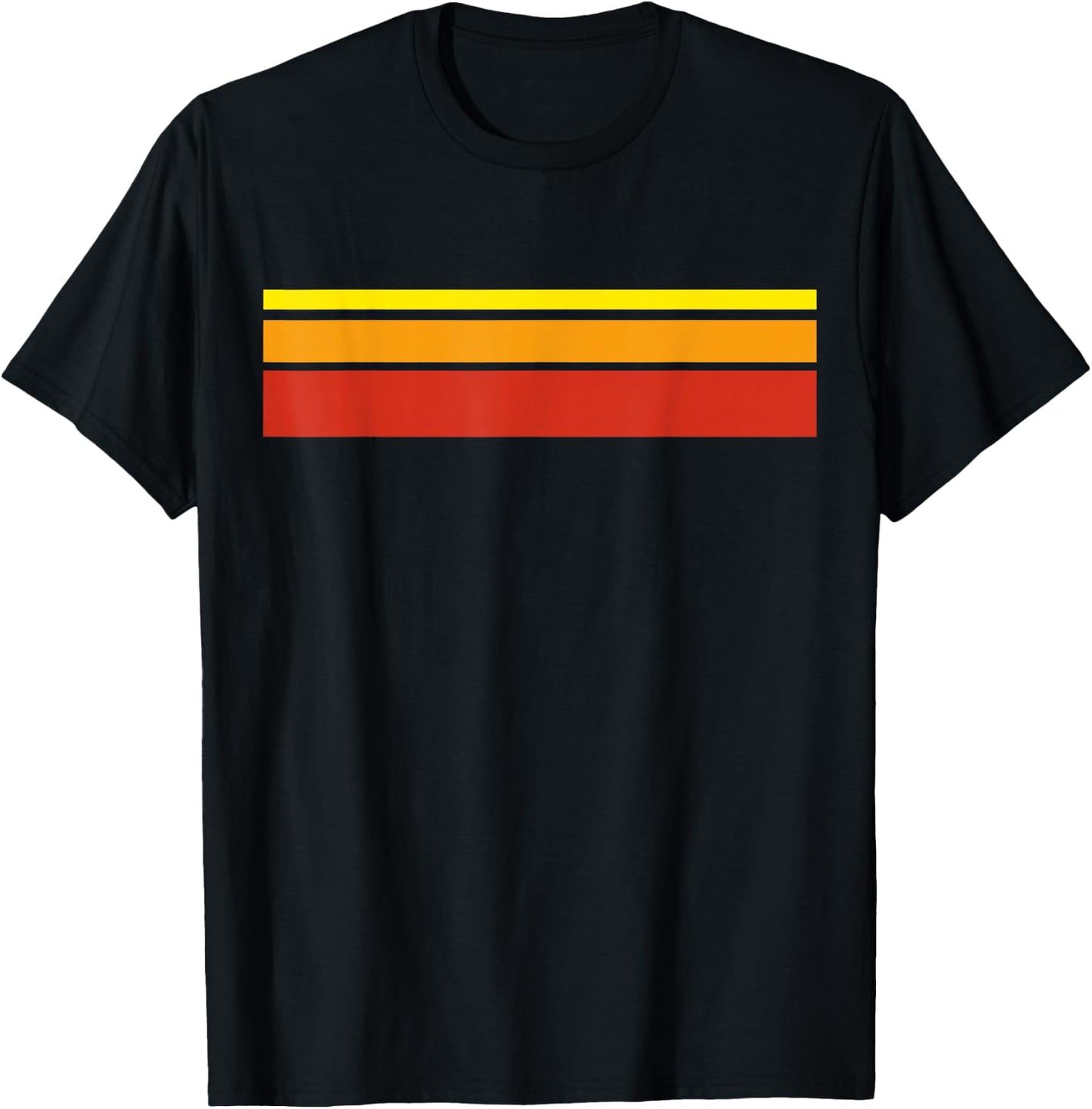 Warm Colour Stripes, Red, Orange, Yellow T-Shirt - T-Shirt | Black