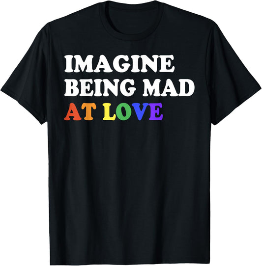 Imagine Being Mad At Love Pride Rainbow Flag Equality LGBTQ T-Shirt - T-Shirt | Black