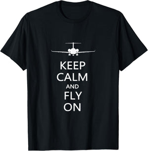 Keep Calm And Fly On Funny Aviator Pilot T Shirt Gift T-Shirt - T-Shirt | Black